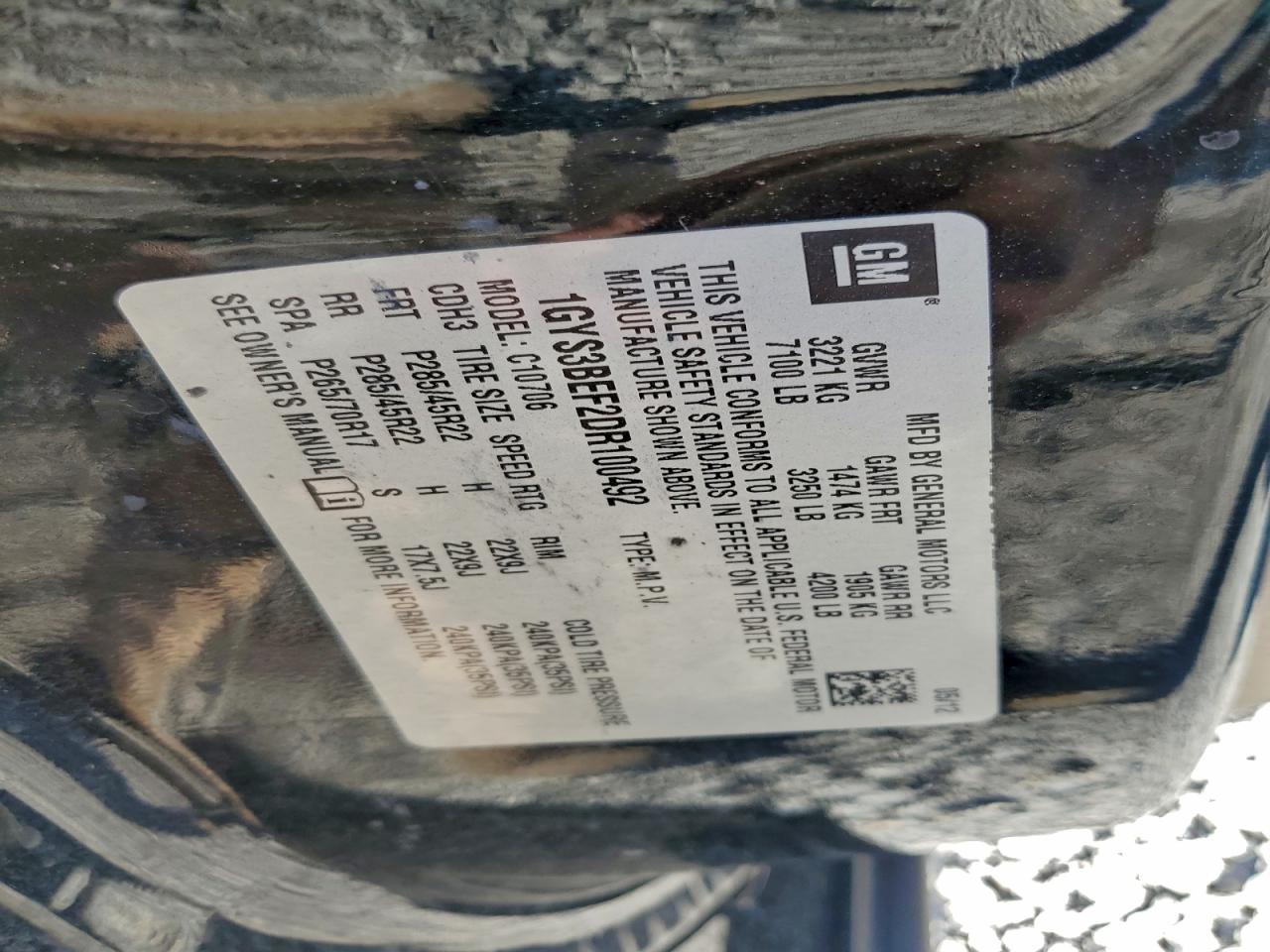 2013 Cadillac Escalade Luxury VIN: 1GYS3BEF2DR100492 Lot: 93942115