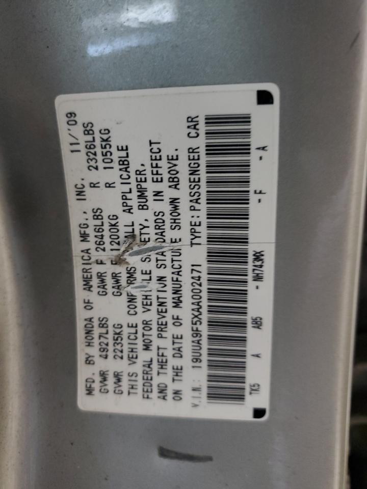 2010 Acura Tl VIN: 19UUA9F5XAA002471 Lot: 93390075