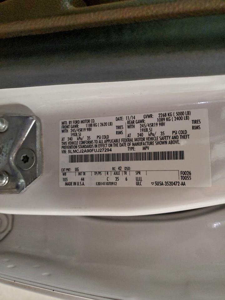 2015 Lincoln Mkc VIN: 5LMCJ2A90FUJ27294 Lot: 94313365