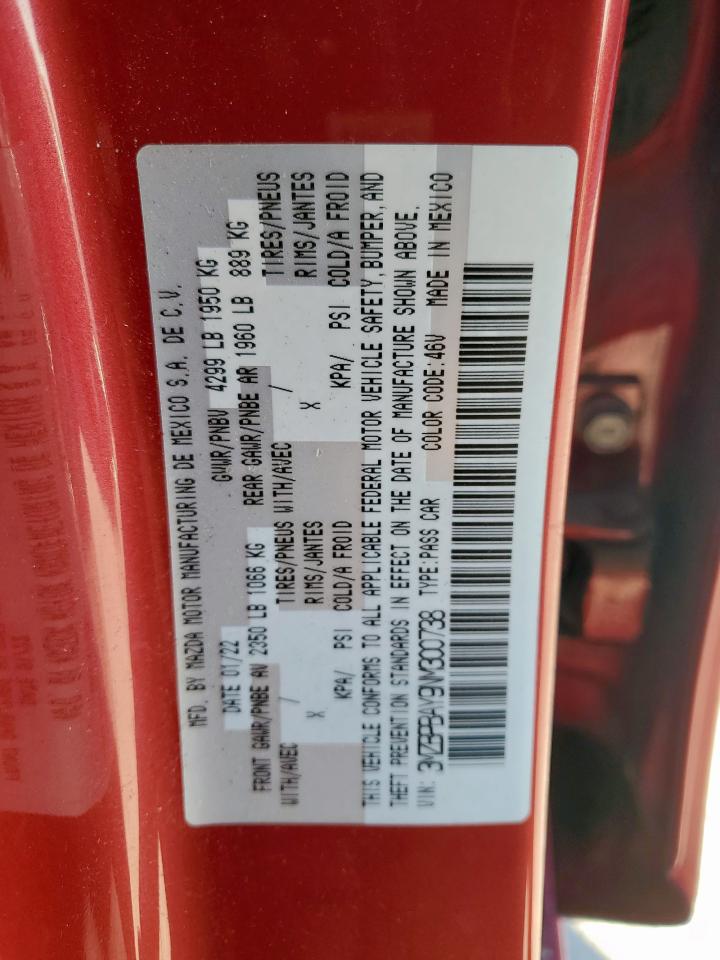 2022 Mazda 3 VIN: 3MZBPBAY9NM300738 Lot: 91920315