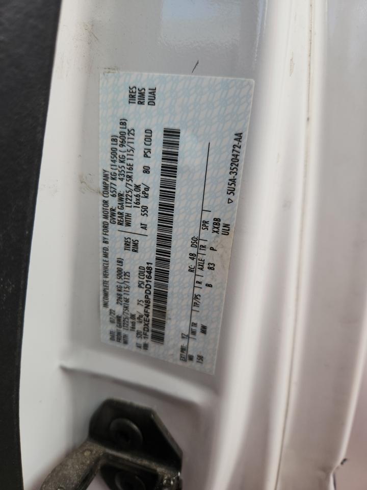 2023 Ford Econoline E450 Super Duty Cutaway Van VIN: 1FDXE4FN8PDD16481 Lot: 92088295