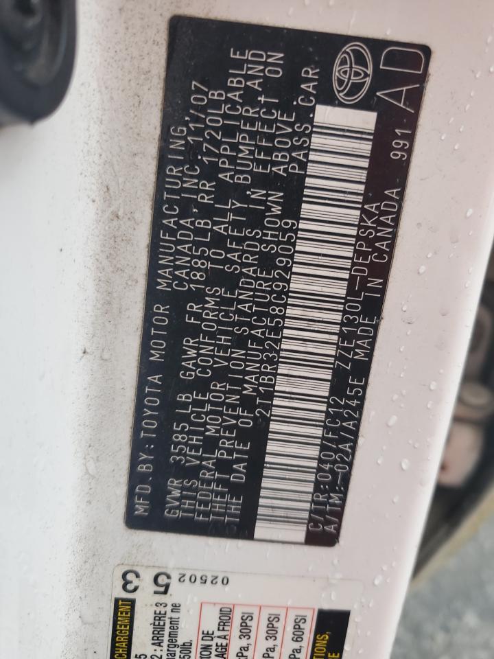 2008 Toyota Corolla Ce VIN: 2T1BR32E58C929059 Lot: 93440995