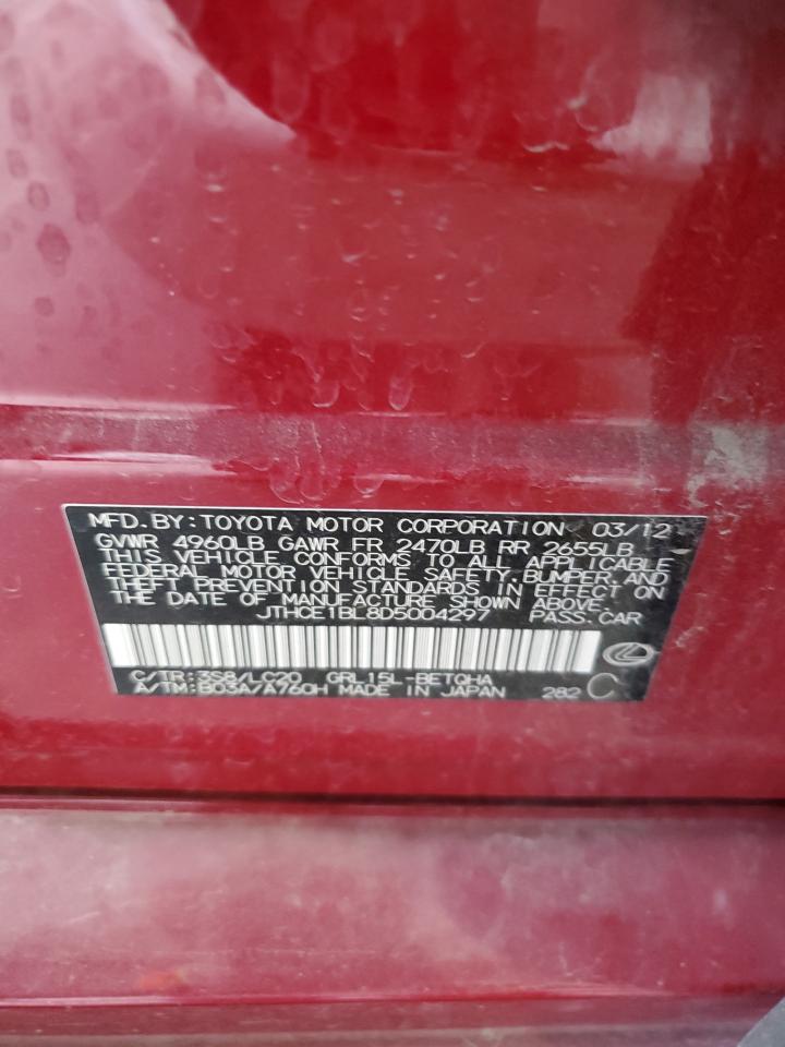 2013 Lexus Gs 350 VIN: JTHCE1BL8D5004297 Lot: 91849175