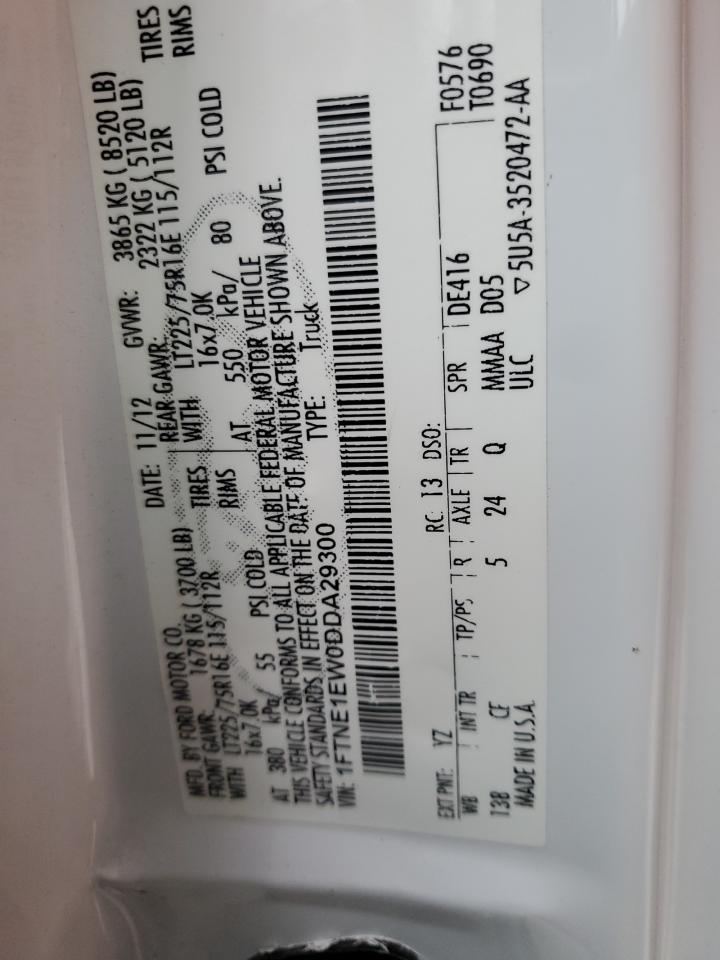 2013 Ford Econoline E150 Van VIN: 1FTNE1EW0DDA29300 Lot: 92466155