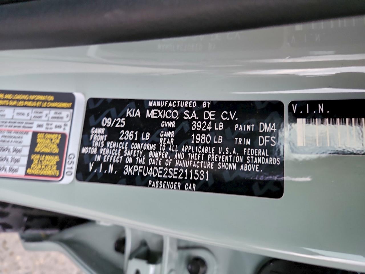 2025 Kia K4 Ex VIN: 3KPFU4DE2SE211531 Lot: 93405755