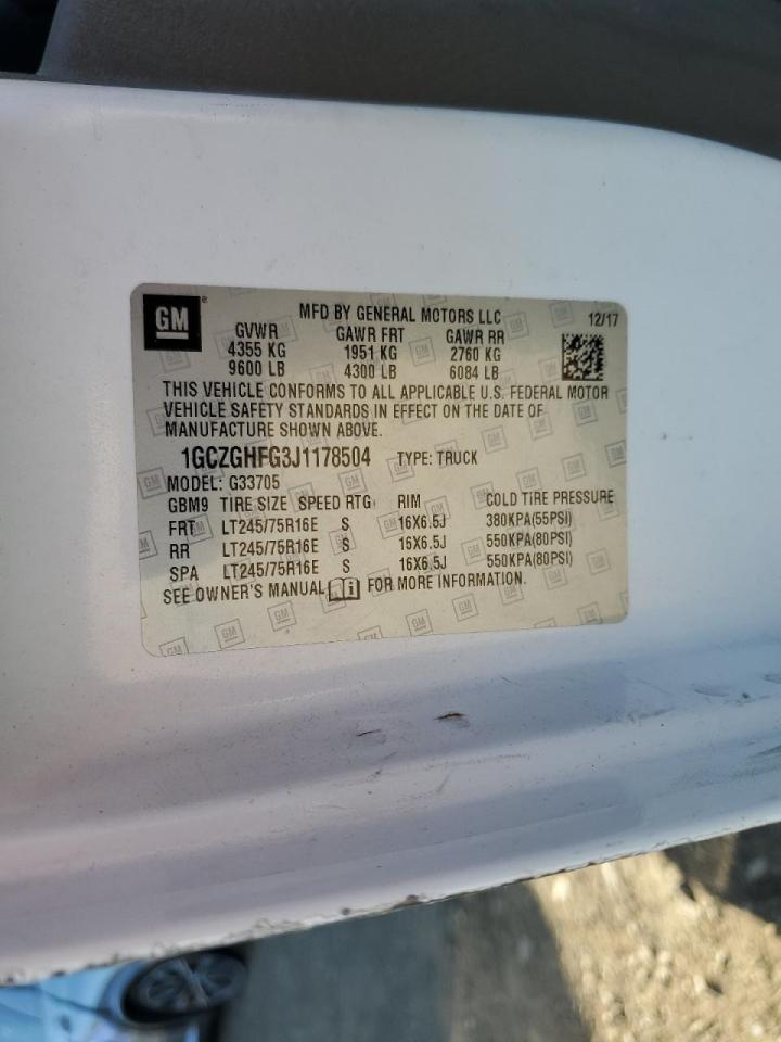 2018 Chevrolet Express 3500 Delivery Van VIN: 1GCZGHFG3J1178504 Lot: 90383705