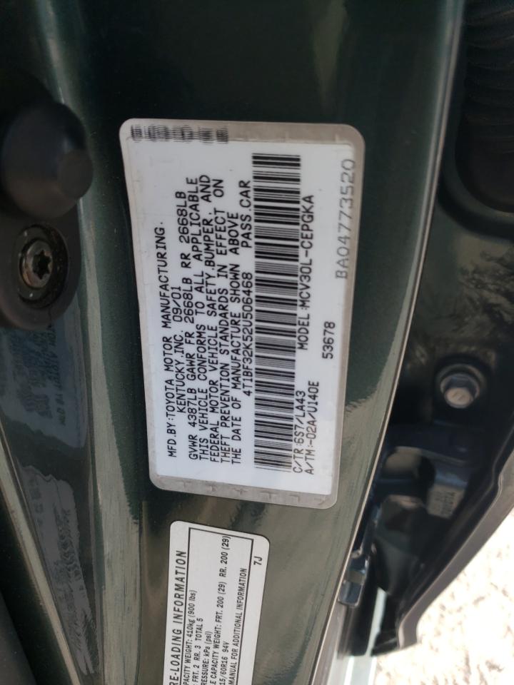 2002 Toyota Camry Le VIN: 4T1BF32K52U506468 Lot: 93301935