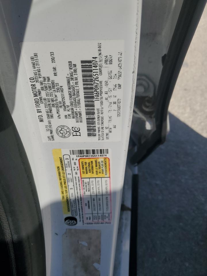 2016 Ford Fusion Se VIN: 1FA6P0H72G5114074 Lot: 92634615