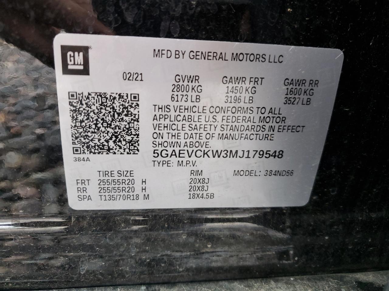 2021 Buick Enclave Avenir VIN: 5GAEVCKW3MJ179548 Lot: 92073775