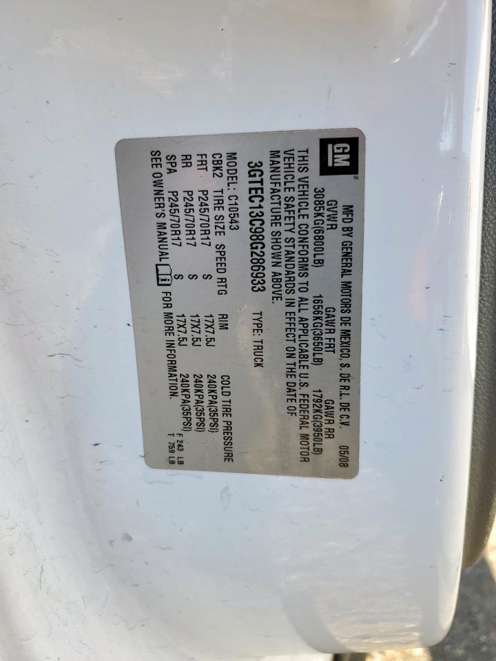 2008 GMC Sierra C1500 VIN: 3GTEC13C98G286933 Lot: 91224875