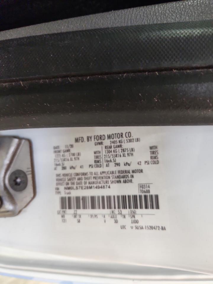 2021 Ford Transit Connect Xl VIN: NM0LS7E28M1494874 Lot: 93183365