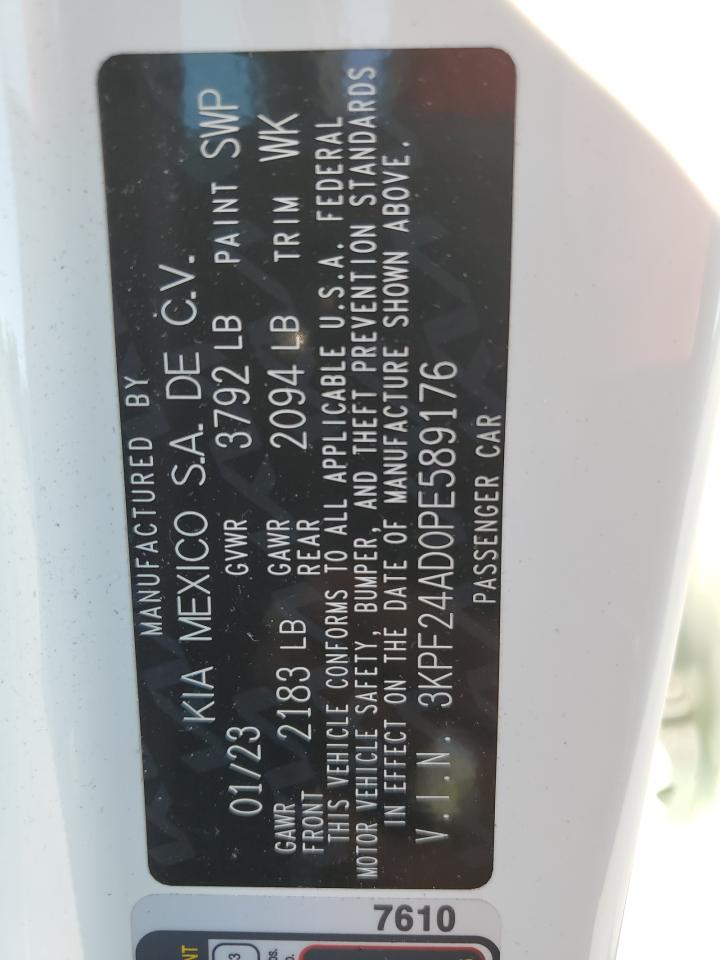 2023 Kia Forte Lx VIN: 3KPF24AD0PE589176 Lot: 91829175