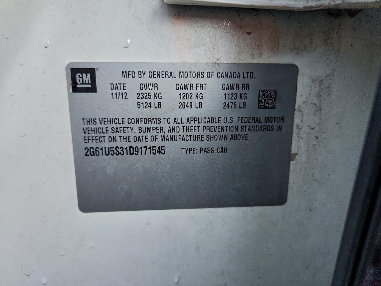 2013 Cadillac Xts Platinum VIN: 2G61U5S31D9171545 Lot: 93685765