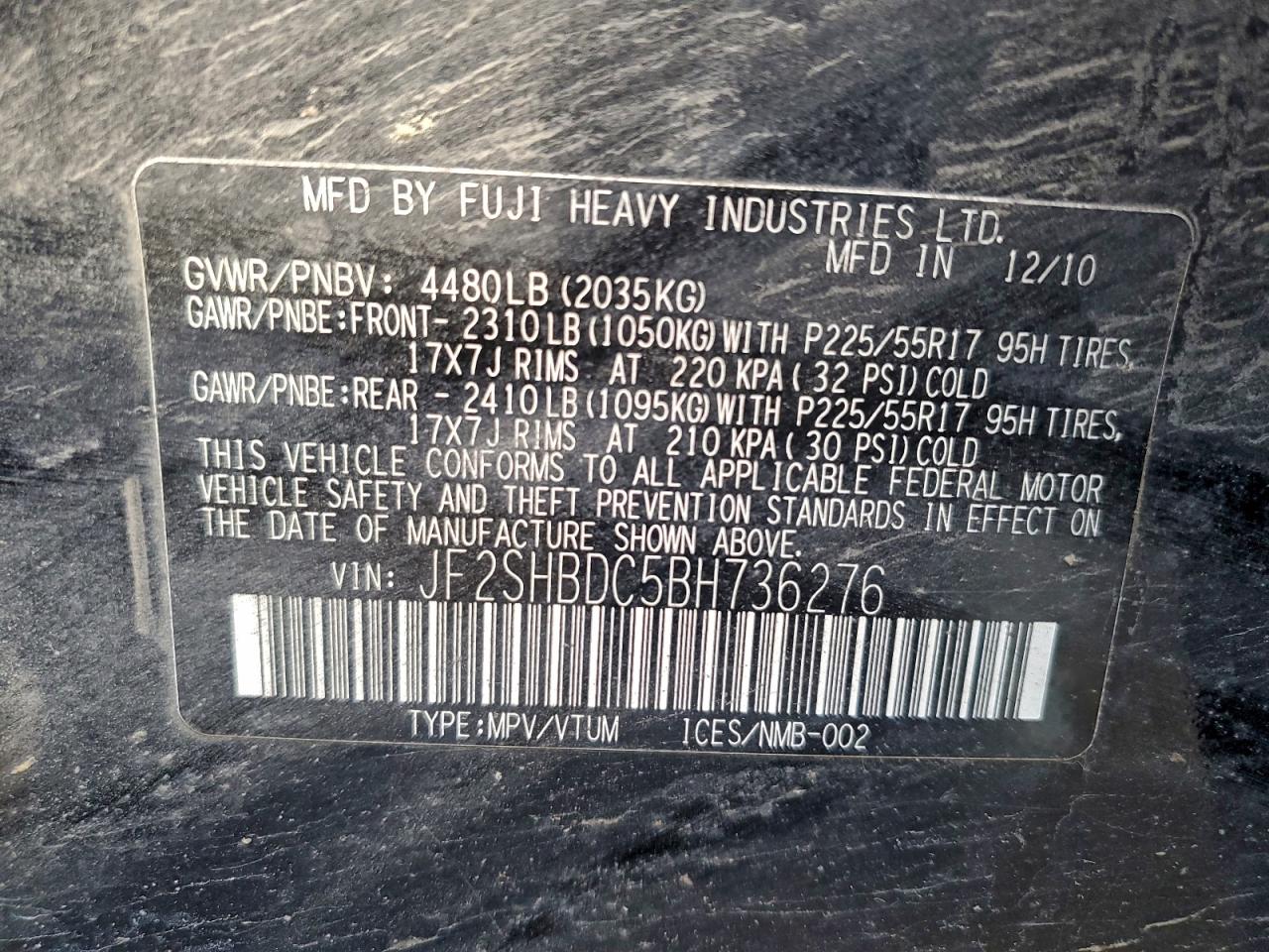 2011 Subaru Forester 2.5X Premium VIN: JF2SHBDC5BH736276 Lot: 93512335