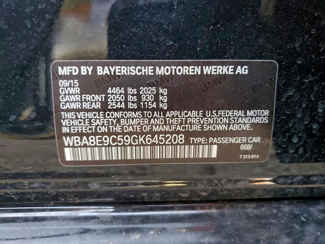 2016 BMW 328 I Sulev VIN: WBA8E9C59GK645208 Lot: 94347545