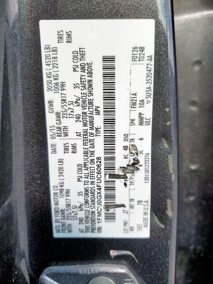 2015 Ford Escape Se VIN: 1FMCU0GX4FUC60628 Lot: 93077985