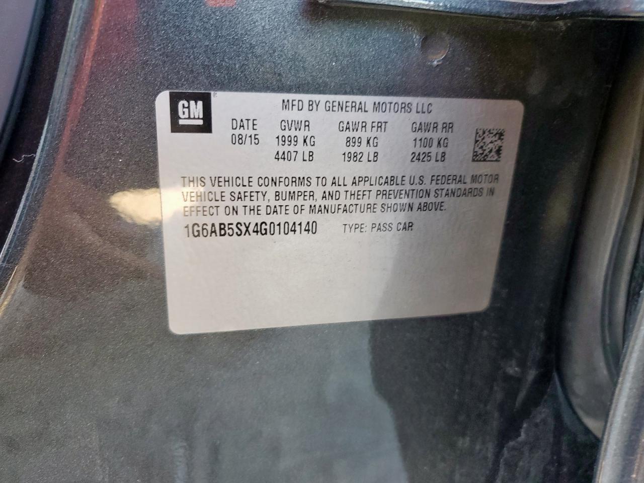 2016 Cadillac Ats Luxury VIN: 1G6AB5SX4G0104140 Lot: 91506715