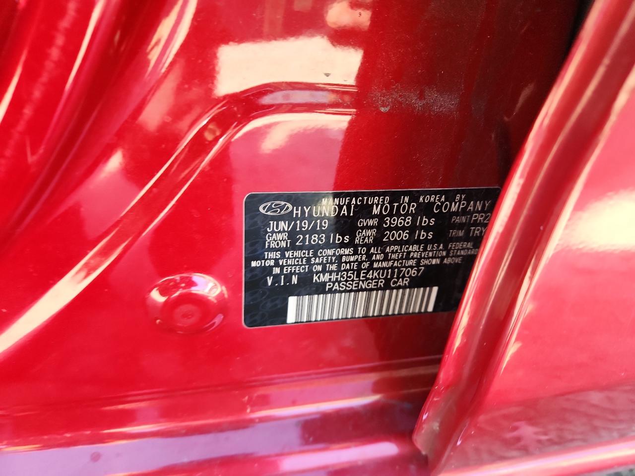 2019 Hyundai Elantra Gt VIN: KMHH35LE4KU117067 Lot: 92107445