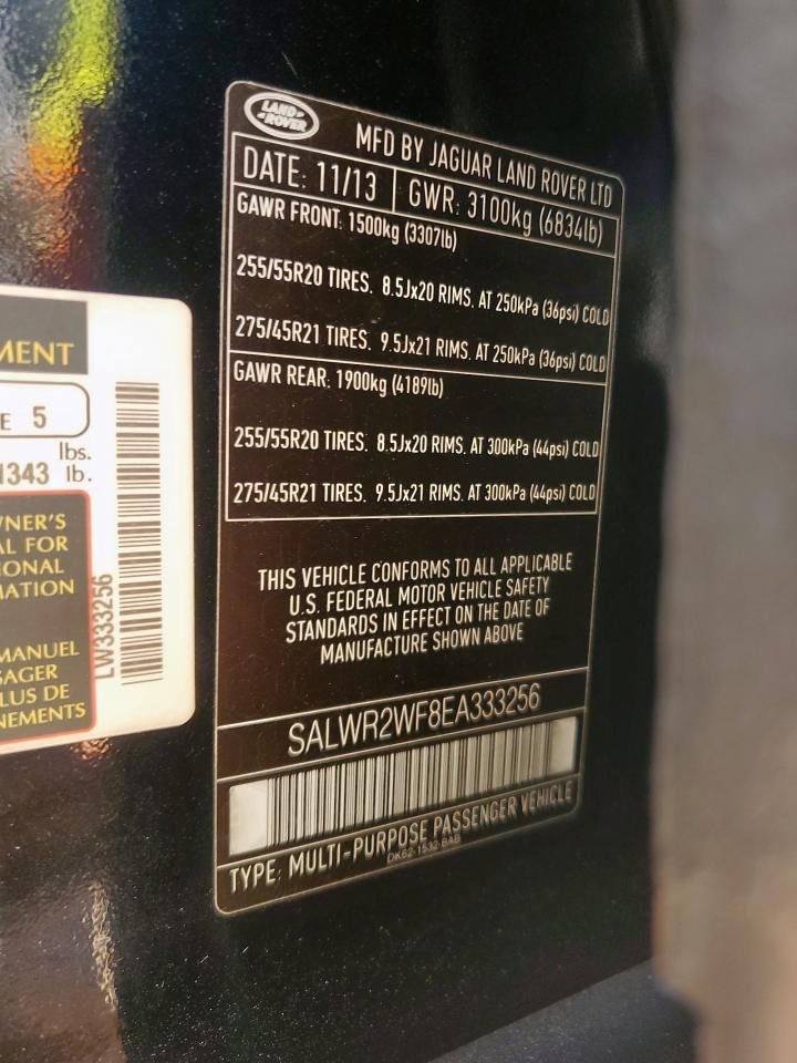 2014 Land Rover Range Rover Sport Hse VIN: SALWR2WF8EA333256 Lot: 91940545