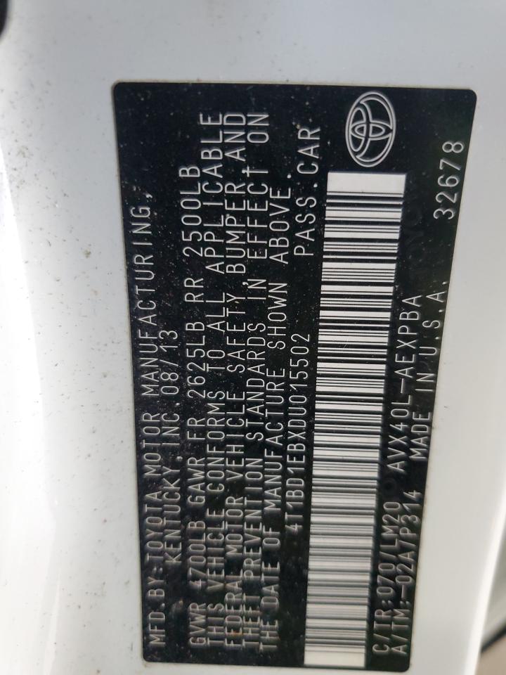 2013 Toyota Avalon Hybrid VIN: 4T1BD1EBXDU015502 Lot: 92573665