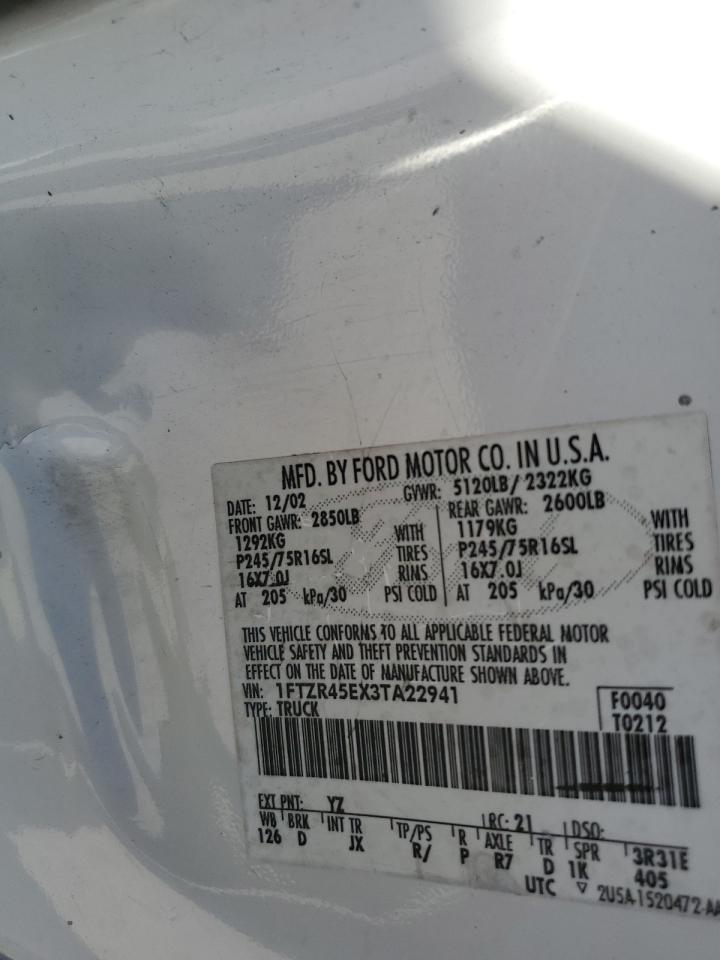 2003 Ford Ranger Super Cab VIN: 1FTZR45EX3TA22941 Lot: 93188205