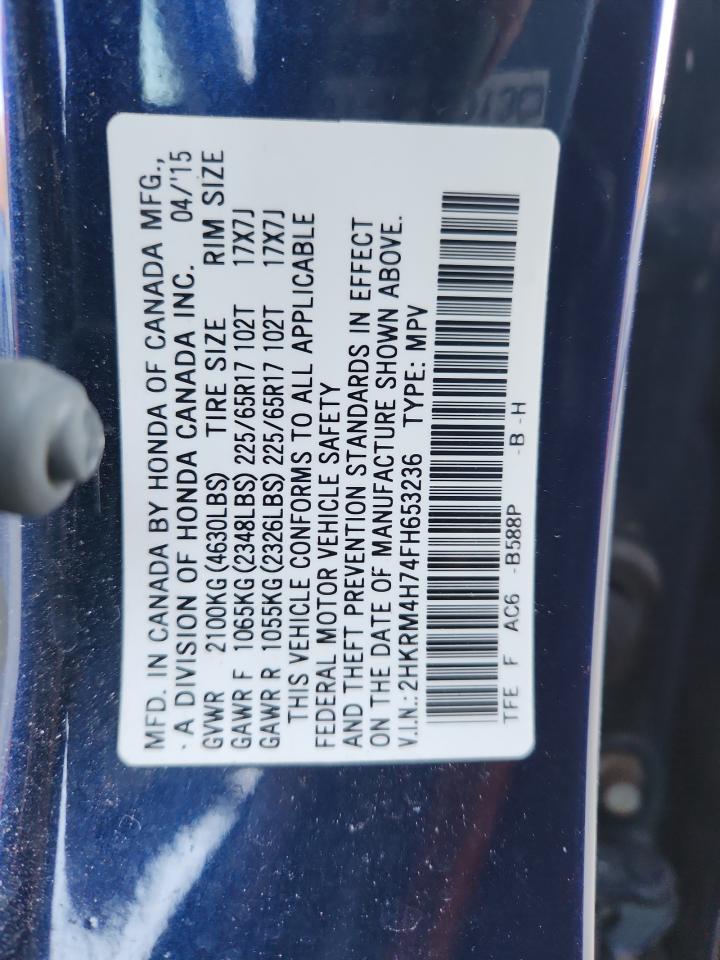 2015 Honda Cr-V Exl VIN: 2HKRM4H74FH653236 Lot: 92894825