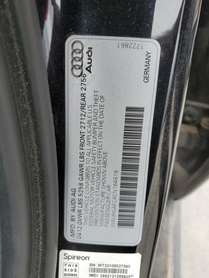 2012 Audi A6 Prestige VIN: WAUHGAFC4CN164619 Lot: 92119005