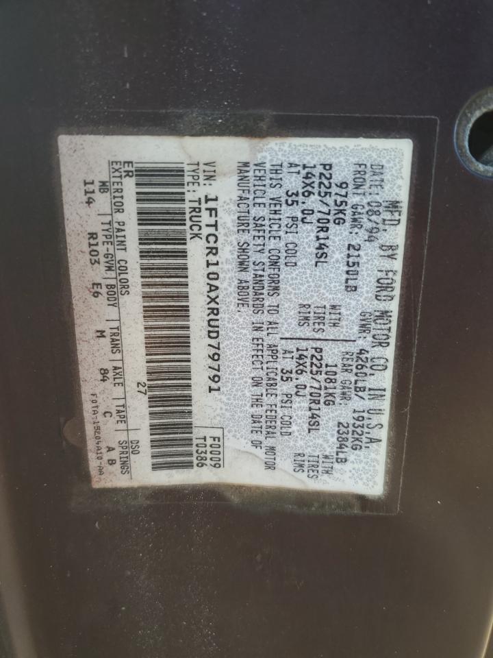 1994 Ford Ranger VIN: 1FTCR10AXRUD79791 Lot: 93566895