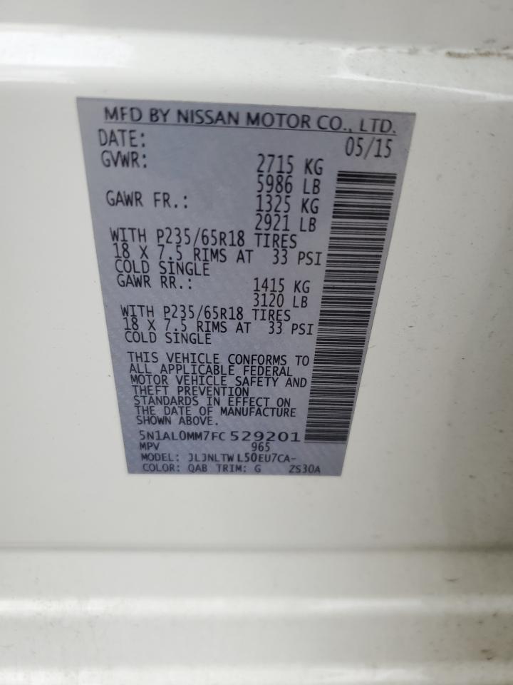 2015 Infiniti Qx60 VIN: 5N1AL0MM7FC529201 Lot: 91799525