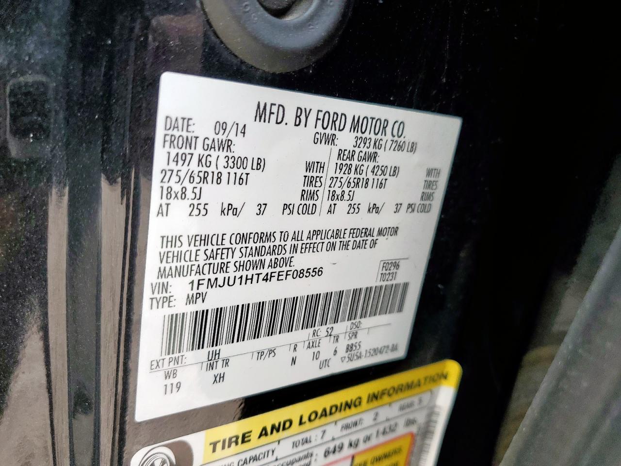 2015 Ford Expedition Xlt VIN: 1FMJU1HT4FEF08556 Lot: 93409215