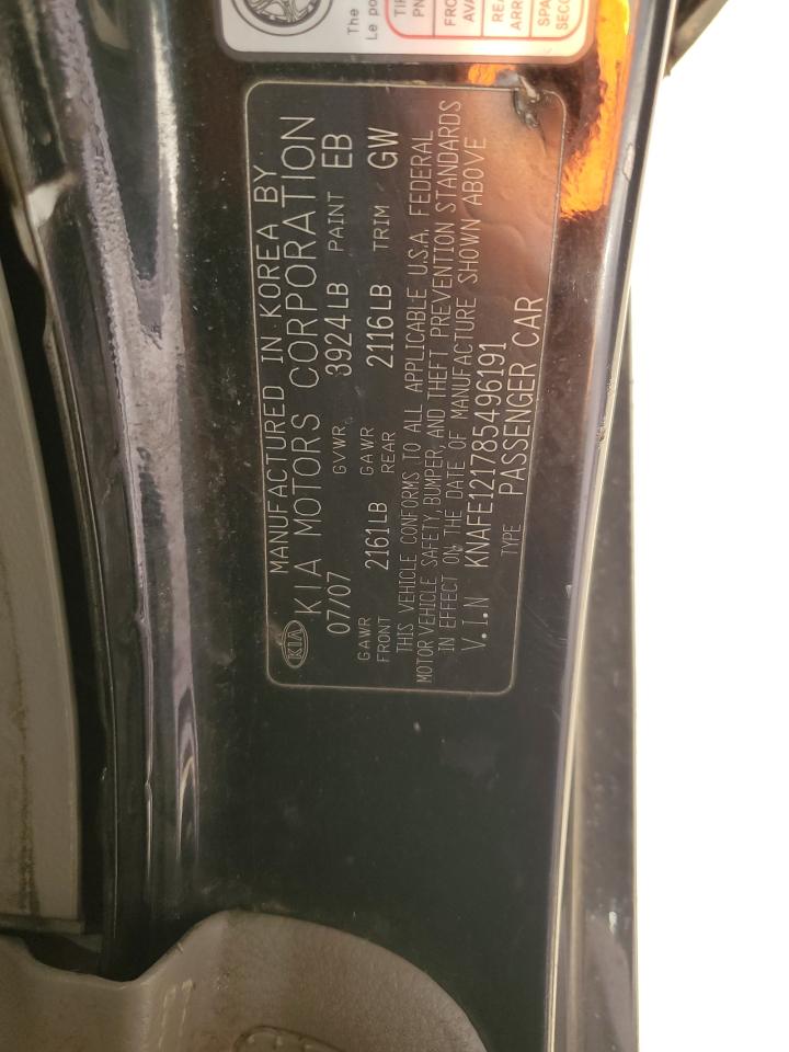 2008 Kia Spectra Ex VIN: KNAFE121785496191 Lot: 92470525