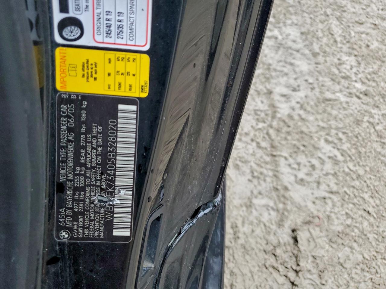 2005 BMW 645 Ci Automatic VIN: WBAEK73405B328020 Lot: 94441895