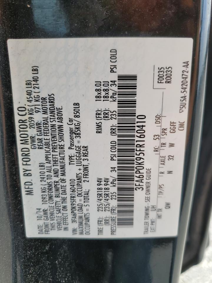 2015 Ford Fusion Titanium VIN: 3FA6P0K95FR160410 Lot: 91616535