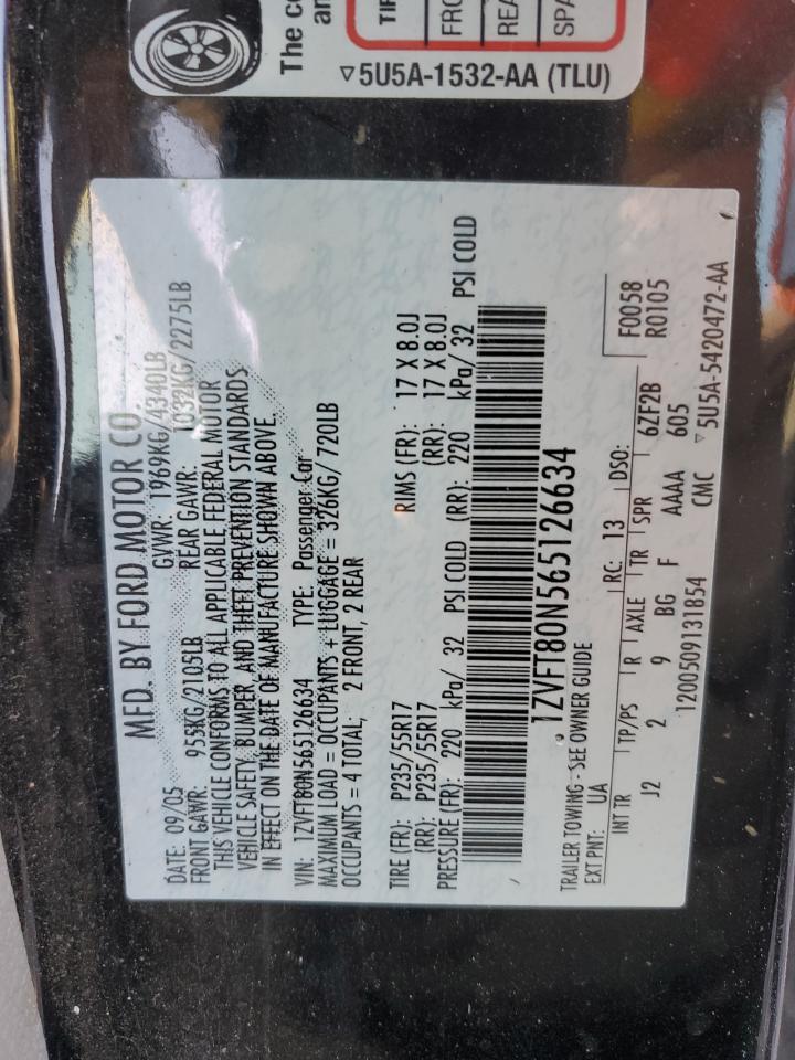 2006 Ford Mustang VIN: 1ZVFT80N565126634 Lot: 92504445