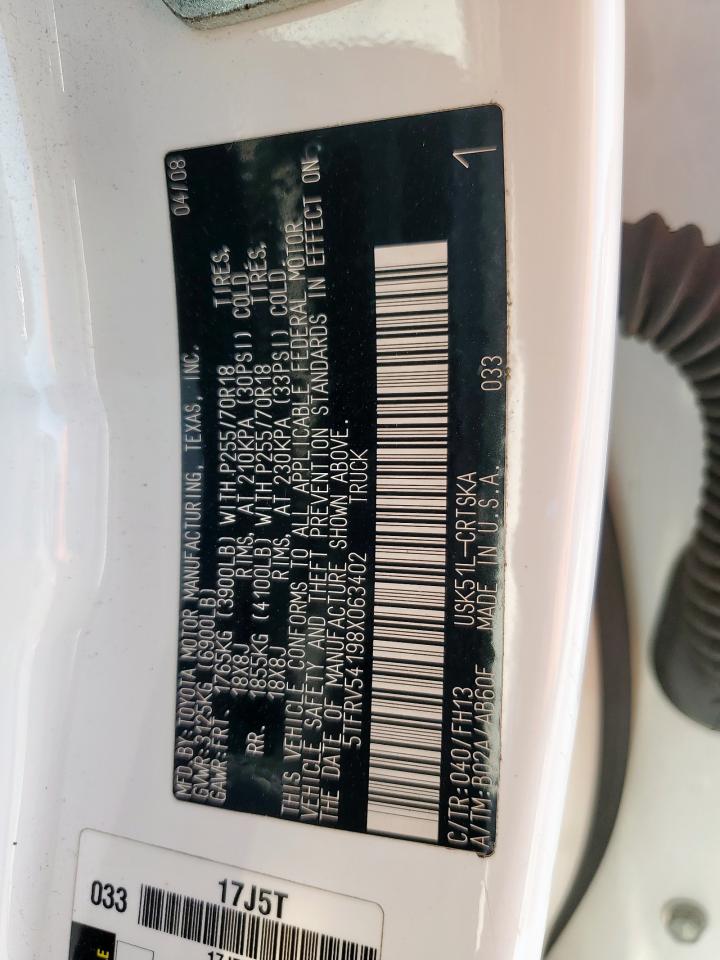 2008 Toyota Tundra Double Cab VIN: 5TFRV54198X063402 Lot: 90757625