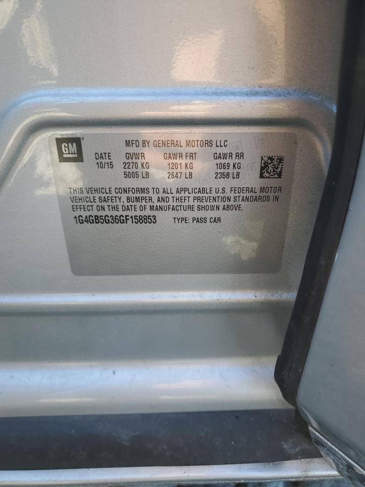 2016 Buick Lacrosse VIN: 1G4GB5G36GF158853 Lot: 90702205