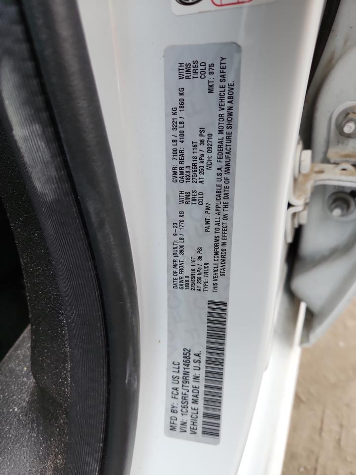 2024 Ram 1500 Laramie VIN: 1C6SRFJT9RN146852 Lot: 93292885