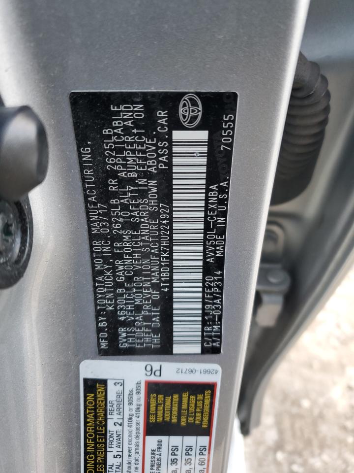 2017 Toyota Camry Hybrid VIN: 4T1BD1FK7HU224927 Lot: 93040505