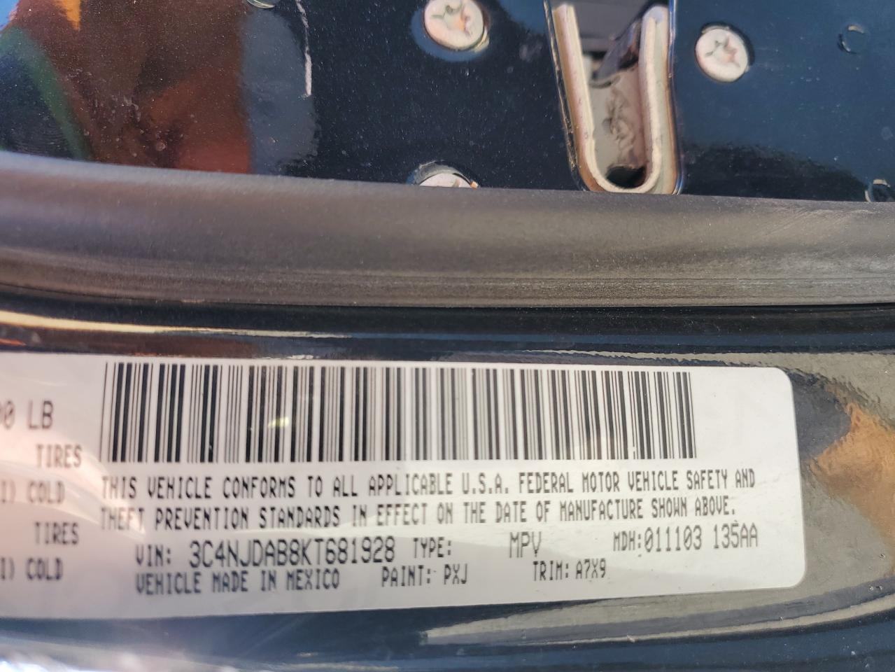 2019 Jeep Compass Sport VIN: 3C4NJDAB8KT681928 Lot: 91664355