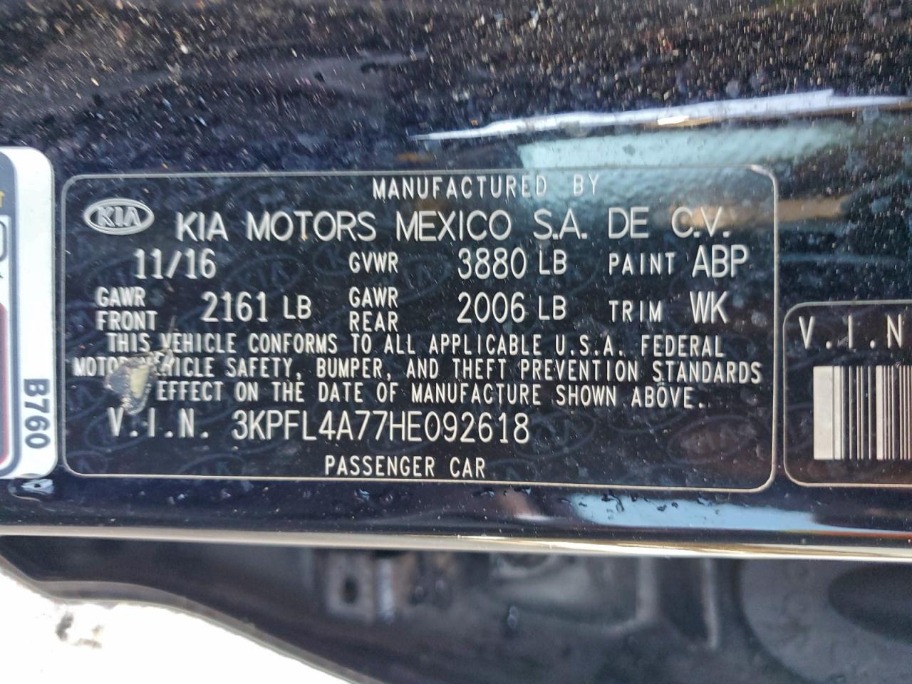 2017 Kia Forte Lx VIN: 3KPFL4A77HE092618 Lot: 93963985