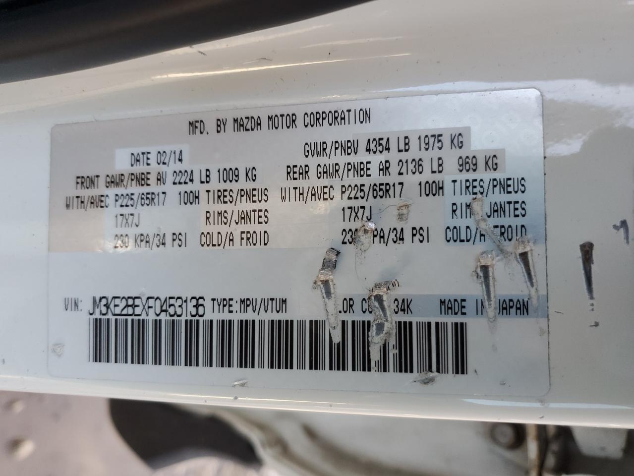 2015 Mazda Cx-5 Sport VIN: JM3KE2BEXF0453136 Lot: 92029345