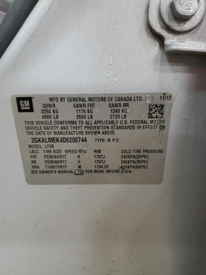 2013 GMC Terrain Sle VIN: 2GKALMEK4D6206744 Lot: 87412635