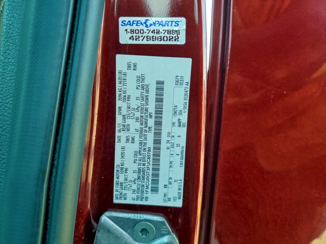 2015 Ford Escape Se VIN: 1FMCU0G73FUC85780 Lot: 93995045