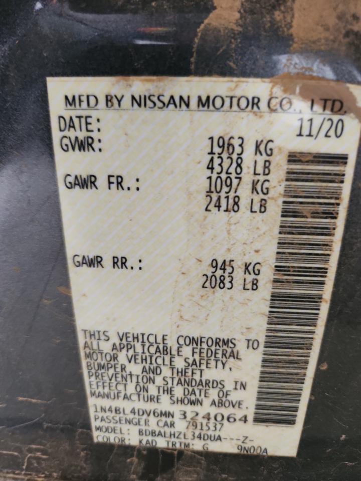 2021 Nissan Altima Sv VIN: 1N4BL4DV6MN324064 Lot: 92672175