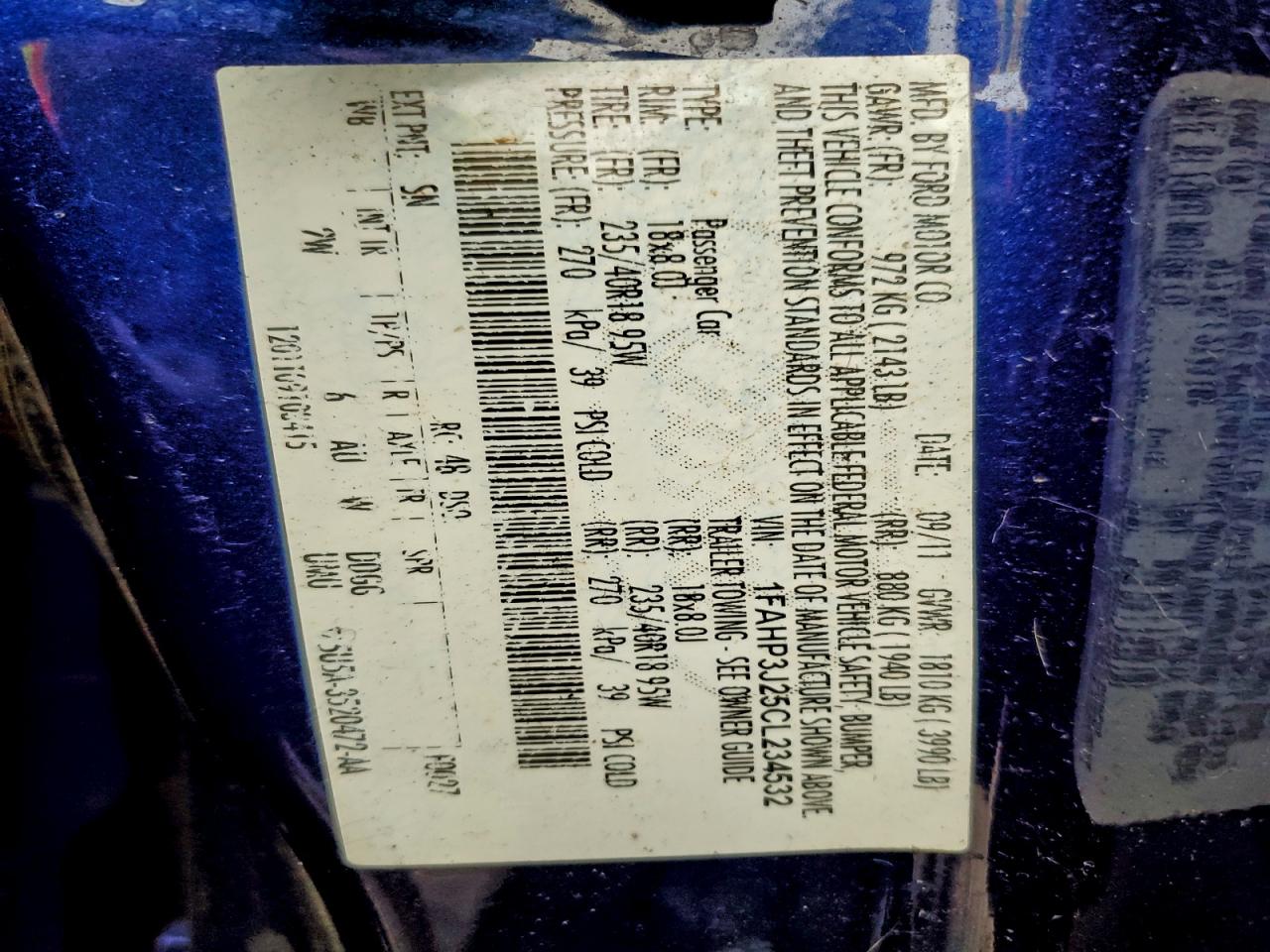 2012 Ford Focus Titanium VIN: 1FAHP3J25CL234532 Lot: 94087385