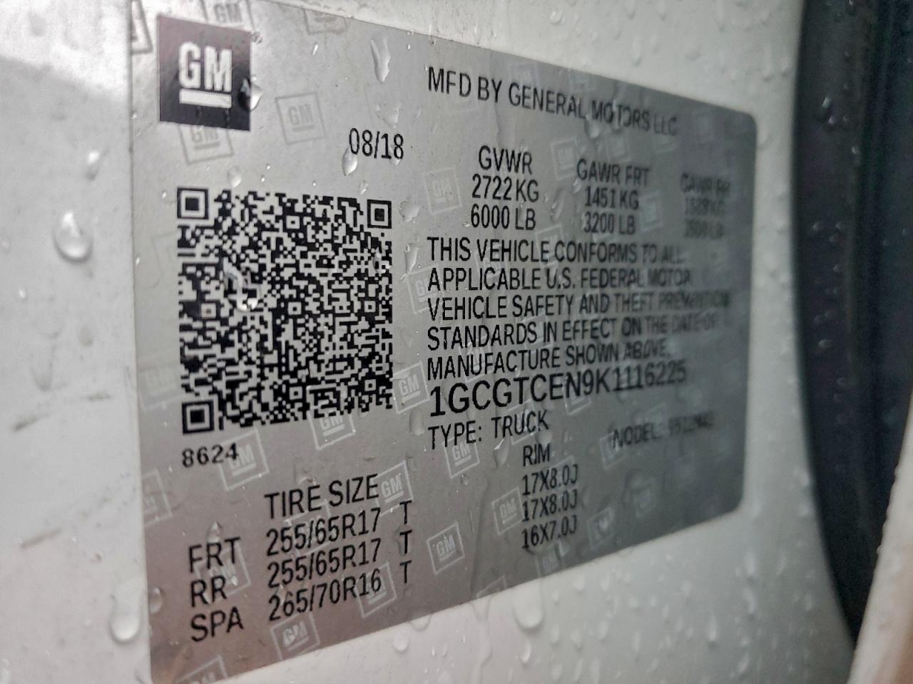 2019 Chevrolet Colorado Lt VIN: 1GCGTCEN9K1116225 Lot: 94200245