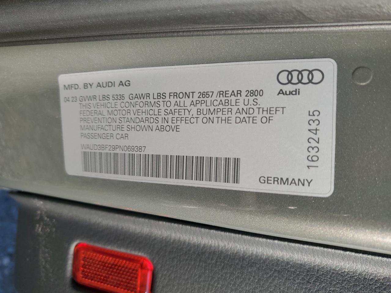 2023 Audi A6 Premium VIN: WAUD3BF29PN069387 Lot: 92794065
