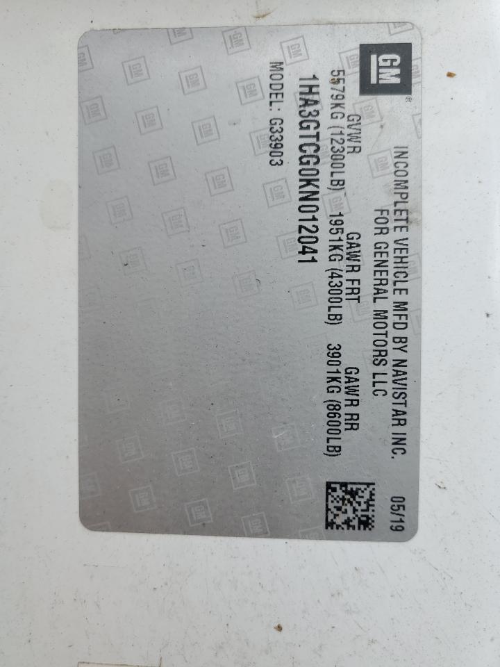 2019 Chevrolet Express G3 - Box Truck VIN: 1HA3GTCG0KN012041 Lot: 92060645