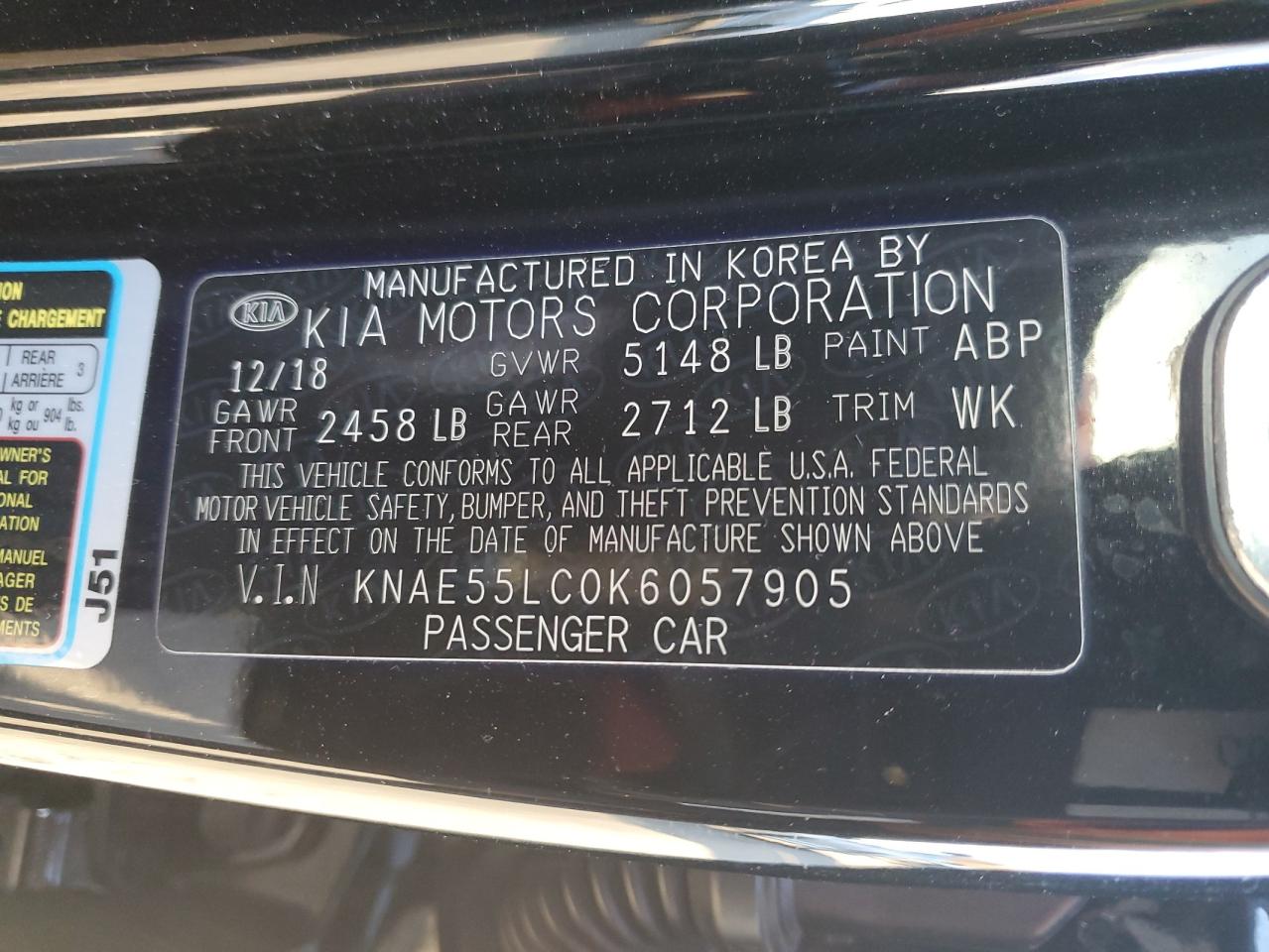 2019 Kia Stinger Gt2 VIN: KNAE55LC0K6057905 Lot: 91696995