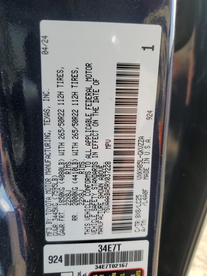 2024 Toyota Sequoia Sr5 VIN: 7SVAAABA5RX037228 Lot: 91718375